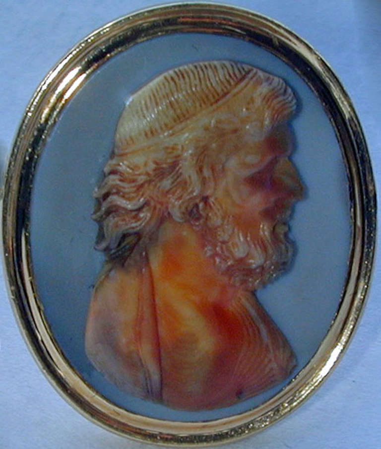 Georgian Antique Agate and 18K Gold Cameo Ring