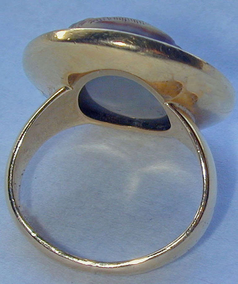 Women's or Men's Antique Agate and 18K Gold Cameo Ring