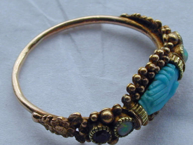 Georgian Antique Turquoise Clasped Hands Friendship Ring For Sale