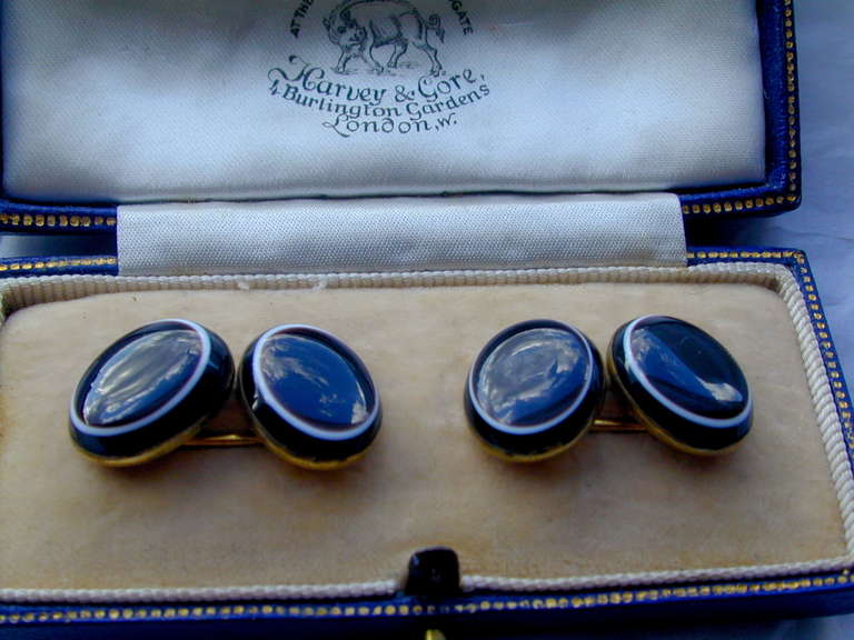 Victorian Antique Banded Agate Cufflinks