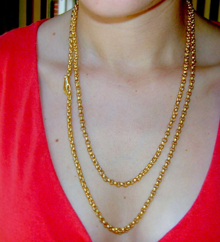 Antique 18K Gold Muff Chain with Hand Clasp at 1stDibs | gold moff ...