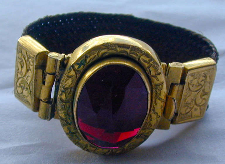 Early Victorian Garnet Gold and Hair Ring 1