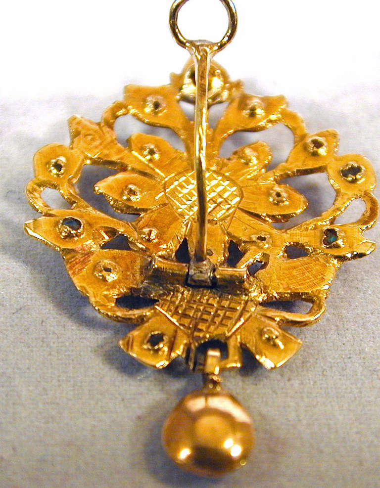 Georgian Antique Iberian Emerald Gold Earrings