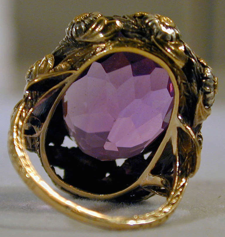 Antique Amethyst Silver Gold Ring 2
