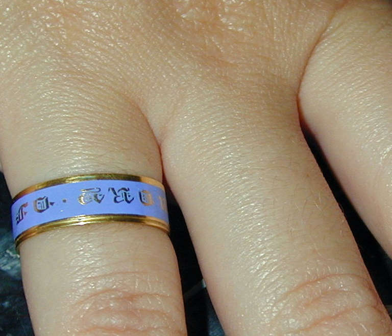 Women's or Men's Antique Enamel Gold Memorial Ring
