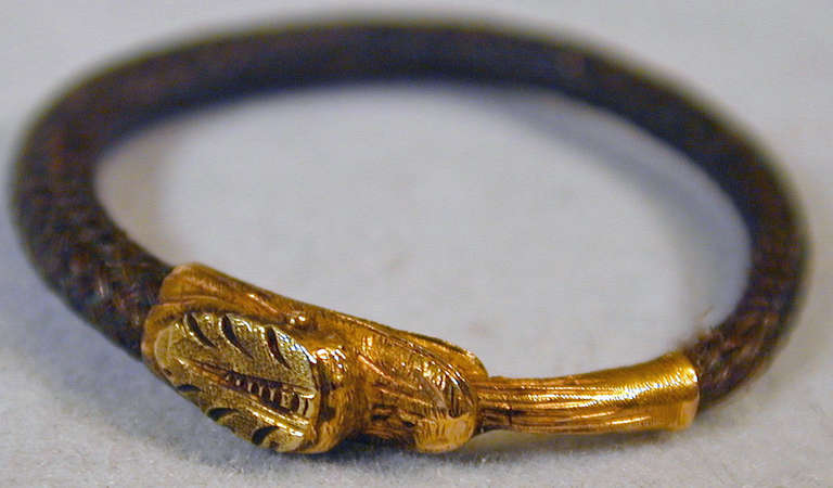Georgian Antique Gold Snake and Hair Ring