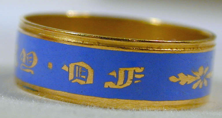 Victorian Antique Enamel Gold Memorial Ring