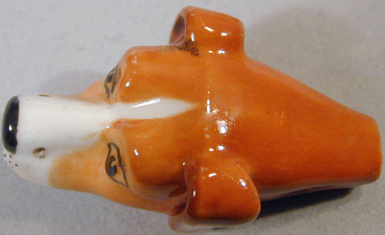 Royal Worcester Porcelain Hound Head Whistle In Excellent Condition In Baltimore, MD