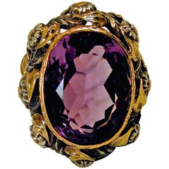 Antique Amethyst Silver Gold Ring