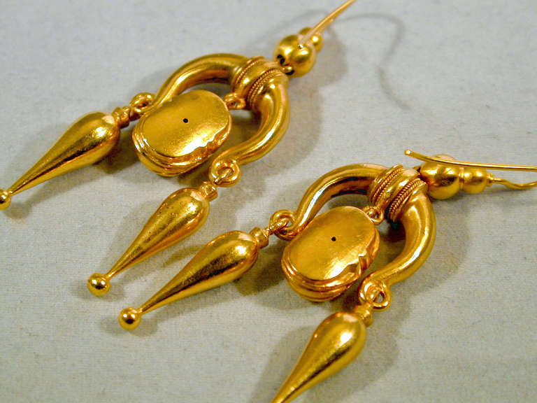 Antique Scarab Motif Gold Earrings 1