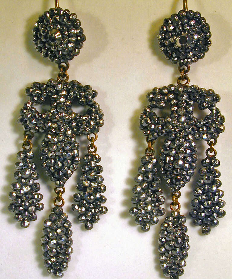 Antique Cut Steel Drop Earrings at 1stDibs