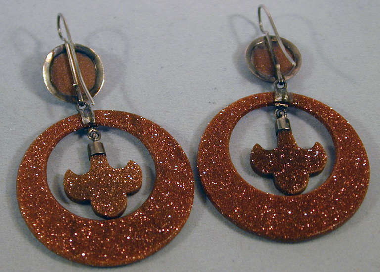 Women's Antique Goldstone Hoop Earrings