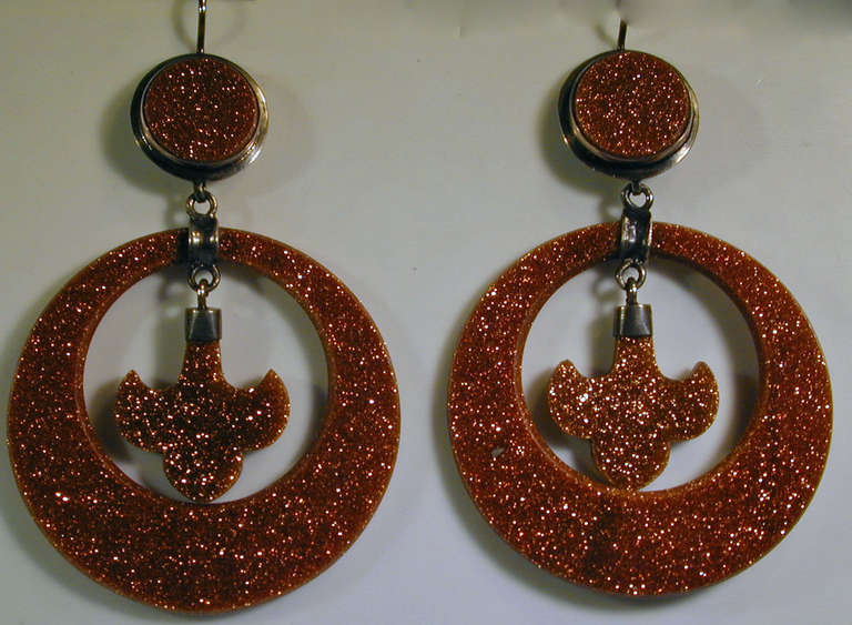 Edwardian Antique Goldstone Hoop Earrings