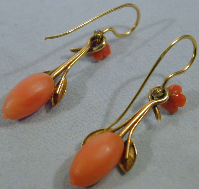 coral drop earrings