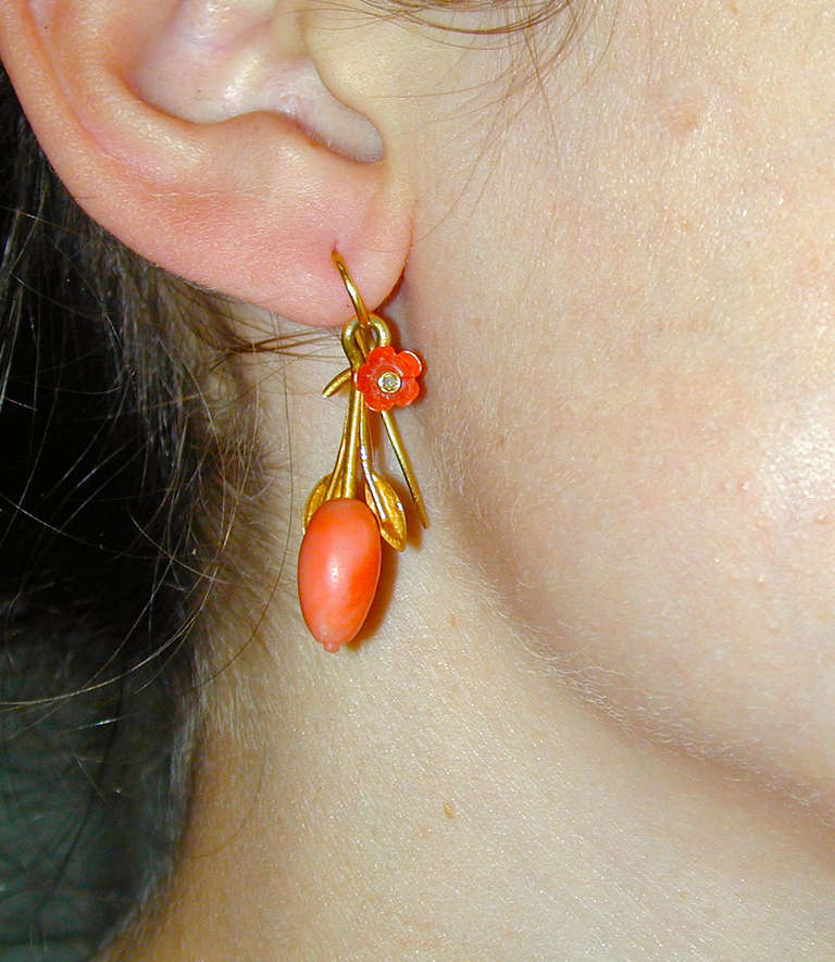 antique coral earrings