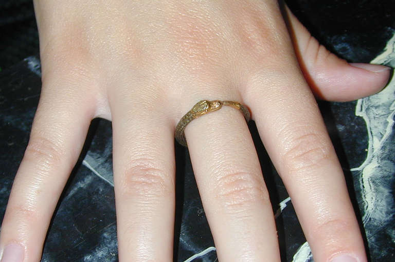 Antique Gold Snake and Hair Ring 2