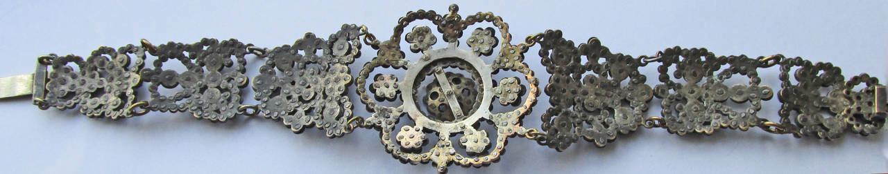 Antique Victorian Cut Steel Floral Motif Bracelet 1