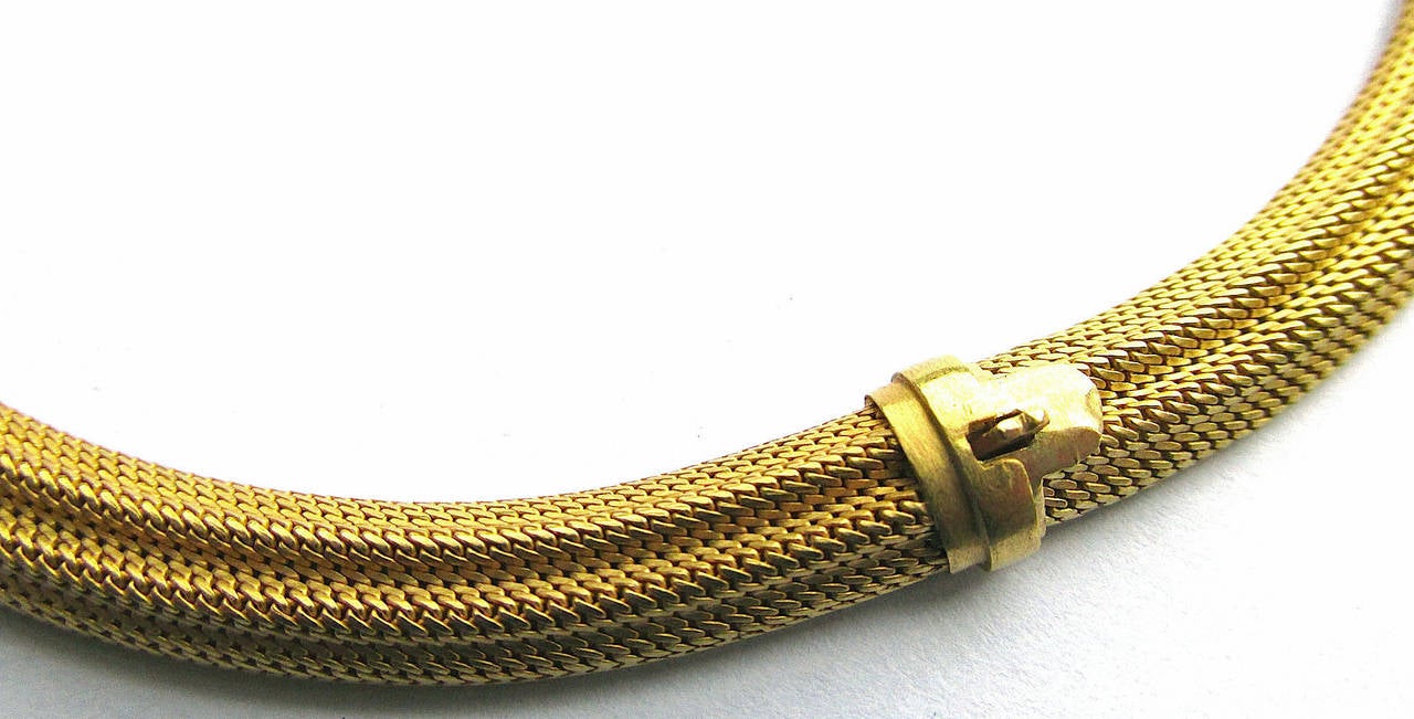 Antique 18 Karat Gold Mesh Collar Necklace, circa 1870 In Excellent Condition In Baltimore, MD