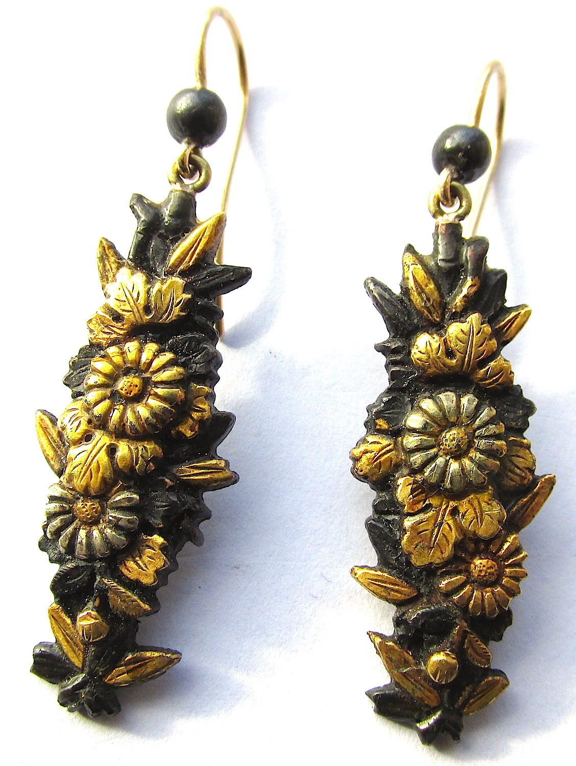 Artisan Victorian Shakudo Floral Earrings