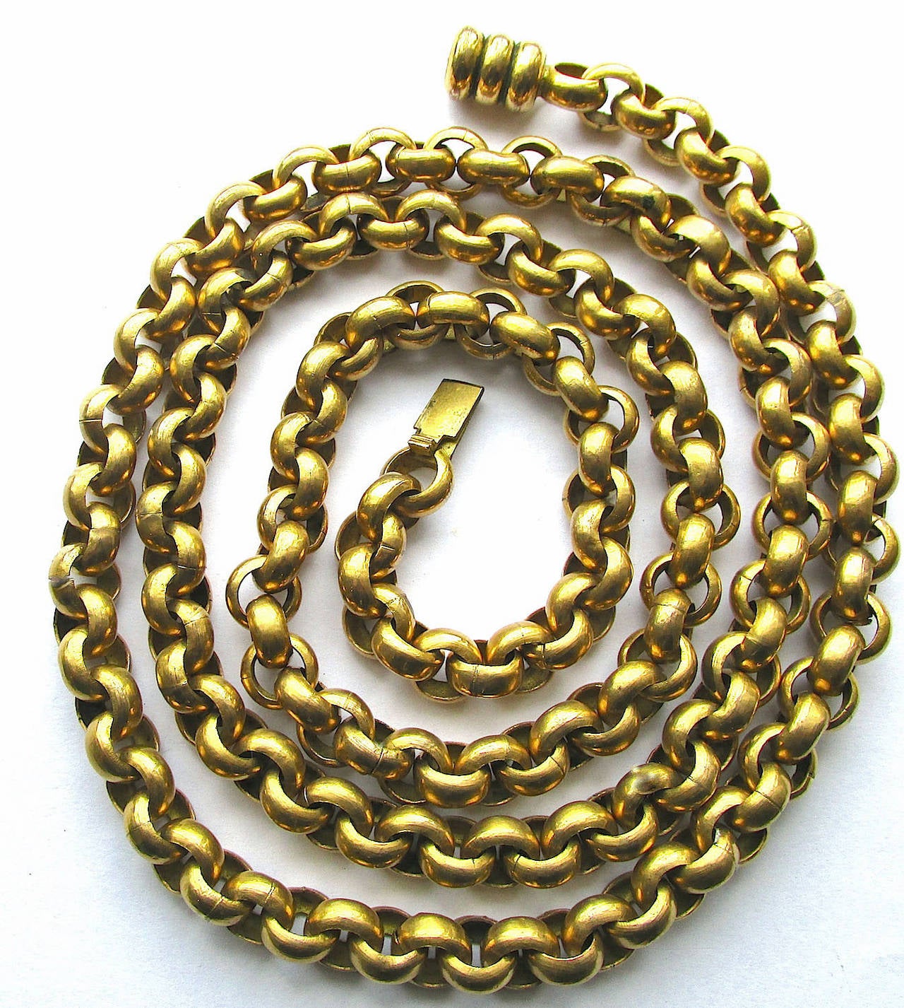 Antique Pinchbeck Muff Chain with Barrel Clasp