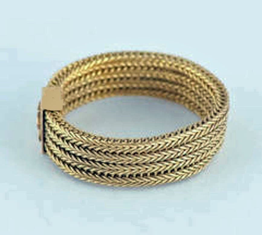 Antique Gold Mesh Band Ring In Excellent Condition In Baltimore, MD