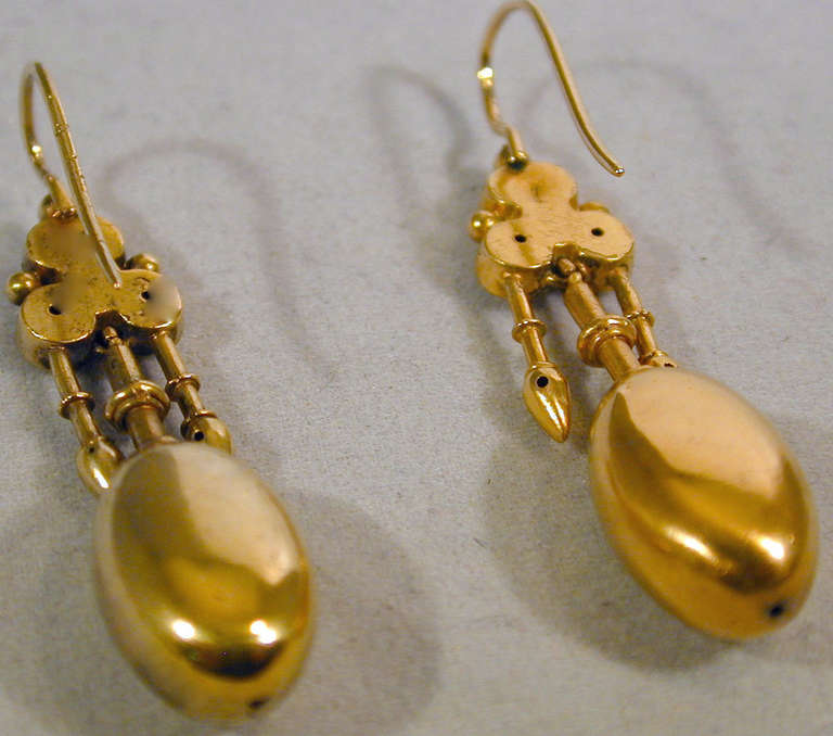 Women's Antique Gold Etruscan Motif Earrings For Sale