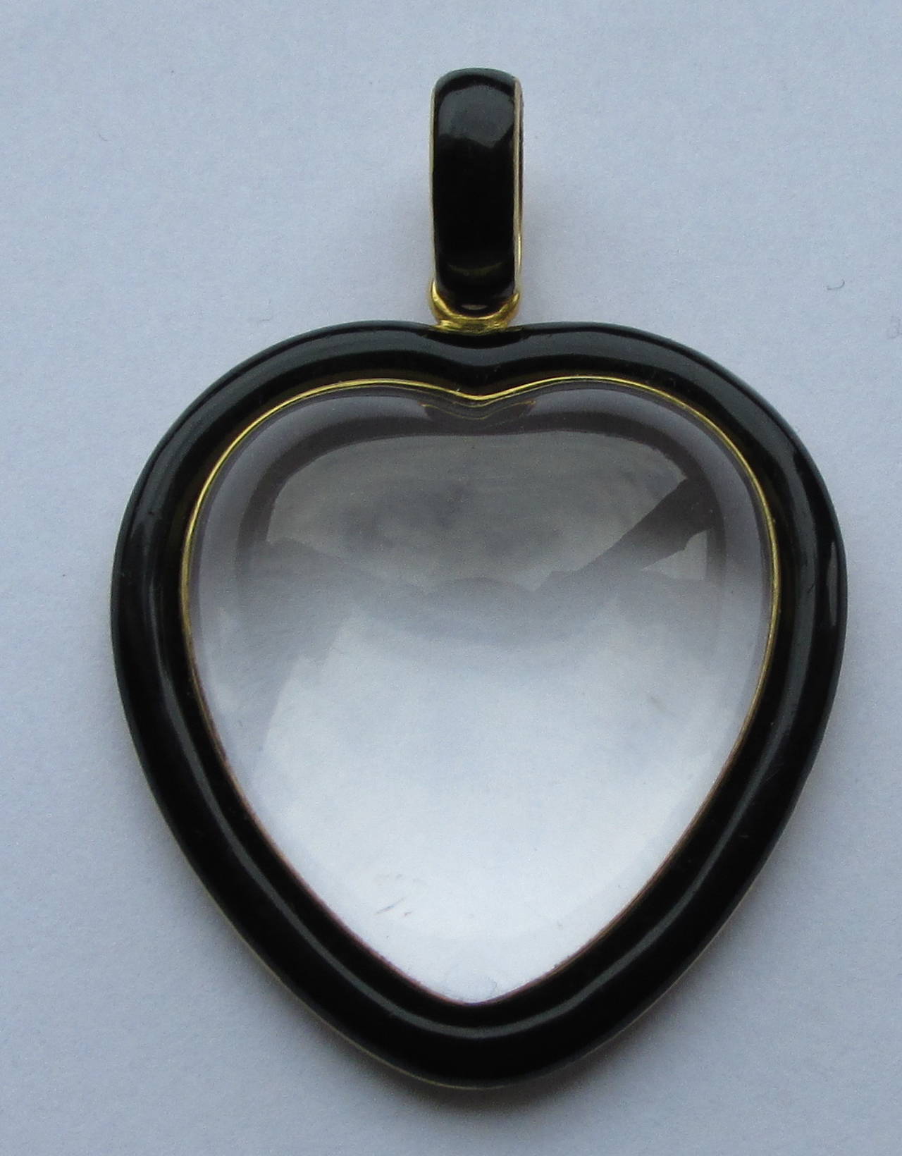 Antique Black Enamel Gold Heart Locket