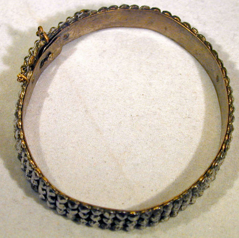 Antique Victorian Three Row Cut Steel Bangle Bracelet 1