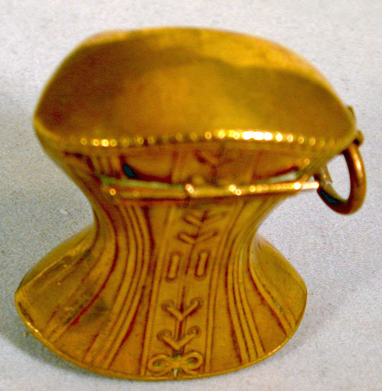 Antique Brass Corset Shaped Vesta or Match Safe at 1stDibs