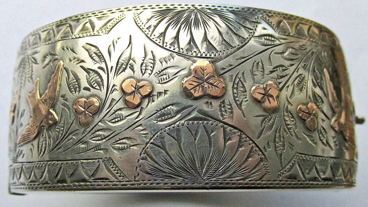 Antique Silver and Gold Cuff Bracelet