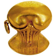Antique Brass Corset Shaped Vesta or Match Safe