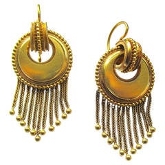 Victorian Gold Fringe Dangle Earrings 8