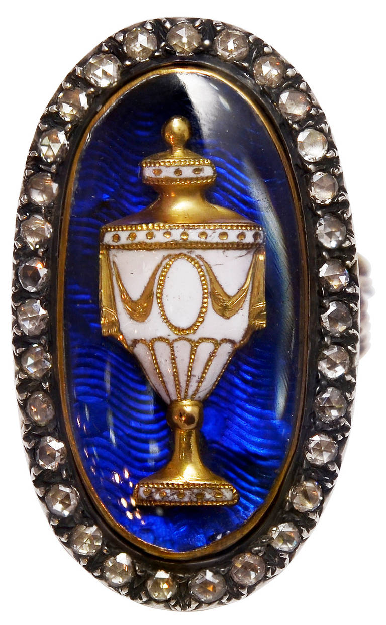 Antique  Enamel Gold Urn Ring