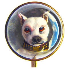 Antique Essex Crystal English Terrier Stickpin