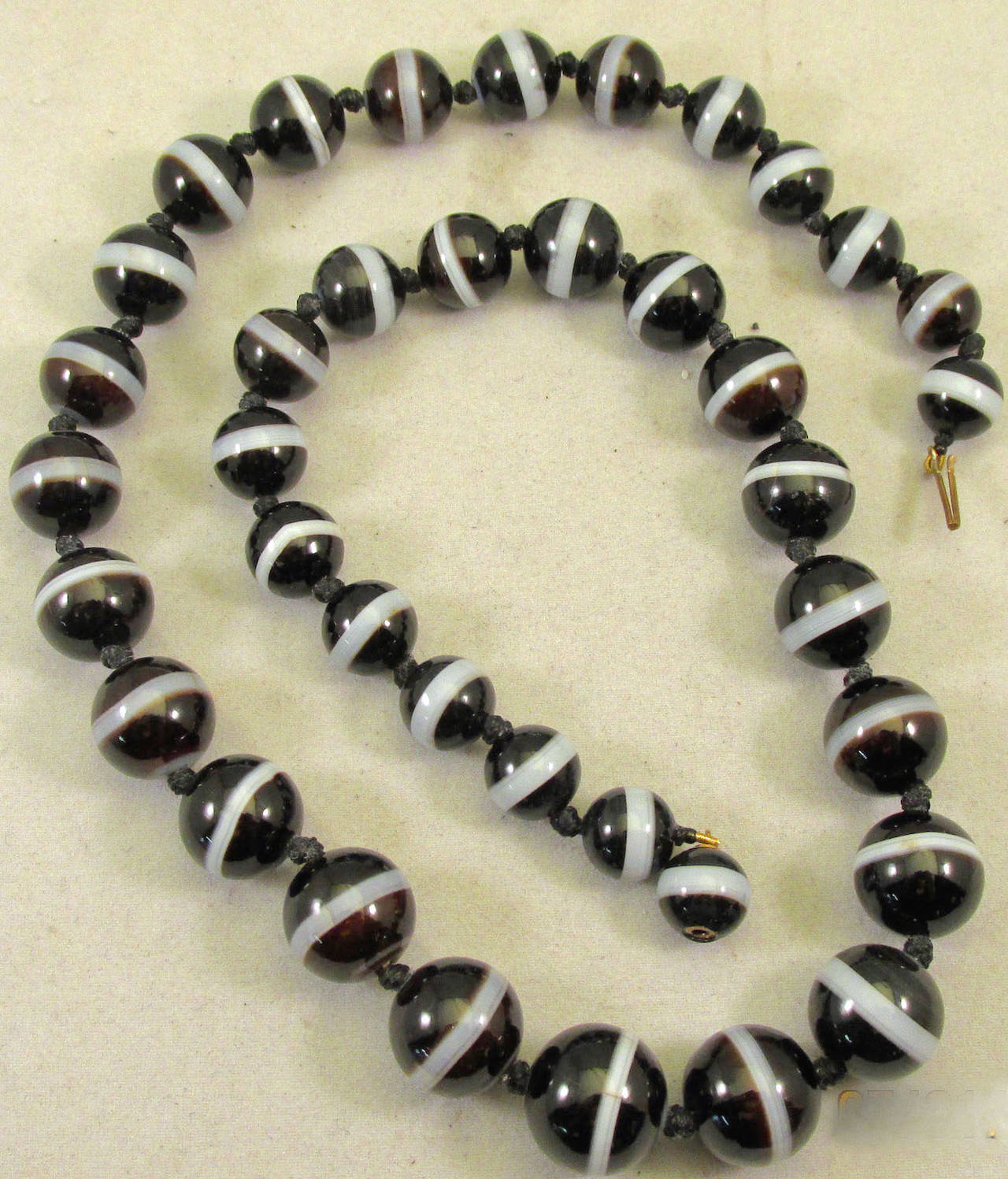 Antique Banded Agate Bead Necklace