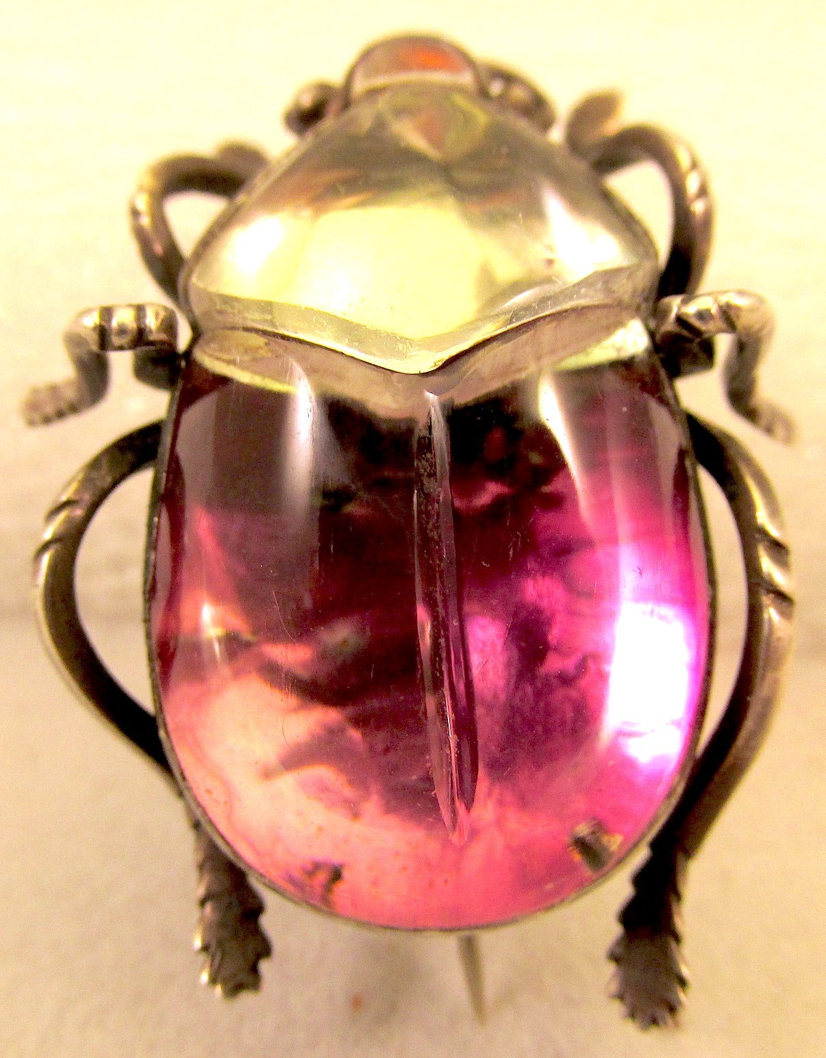 Antique Rock Crystal Bug Pin In Excellent Condition In Baltimore, MD