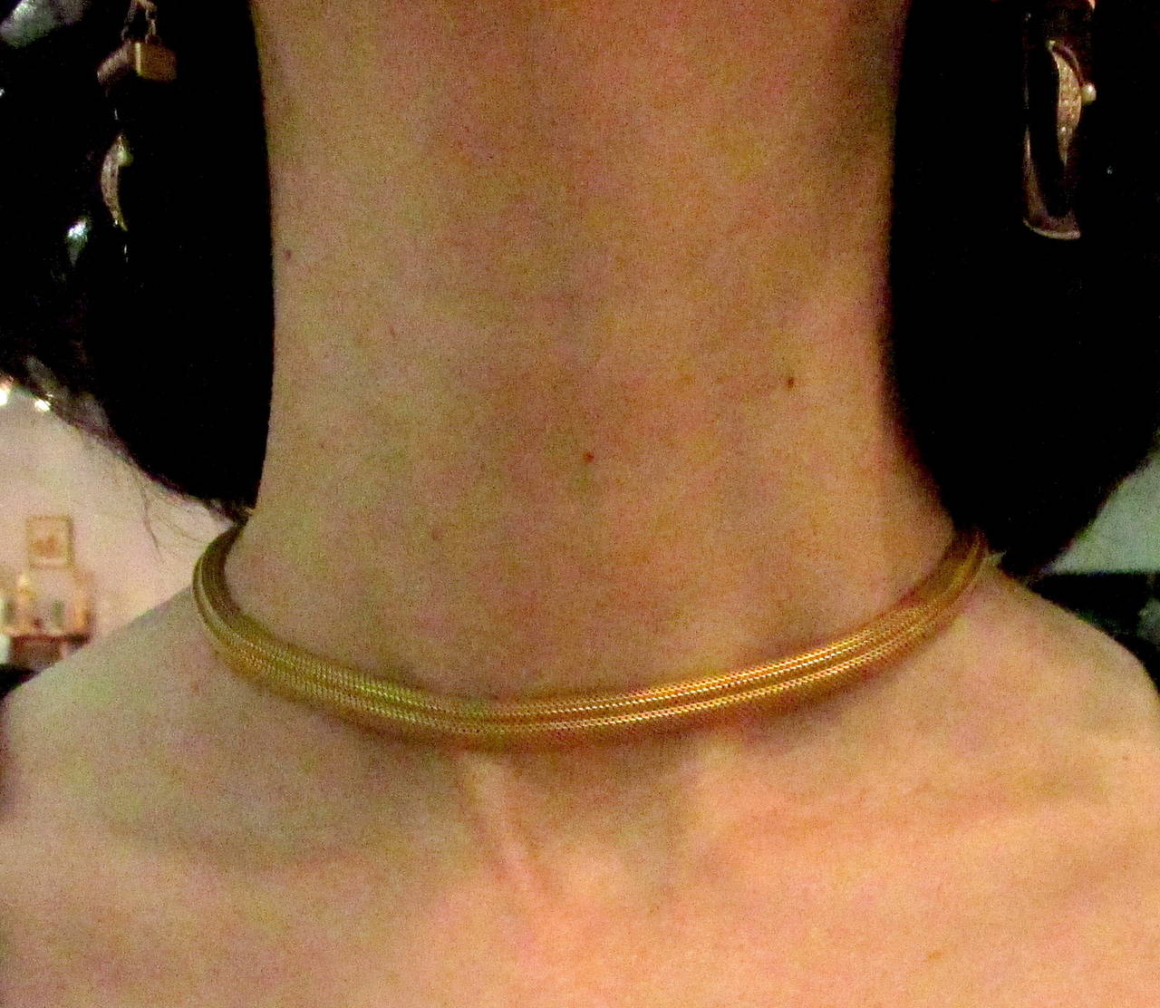 Antique 18 Karat Gold Mesh Collar Necklace, circa 1870 4