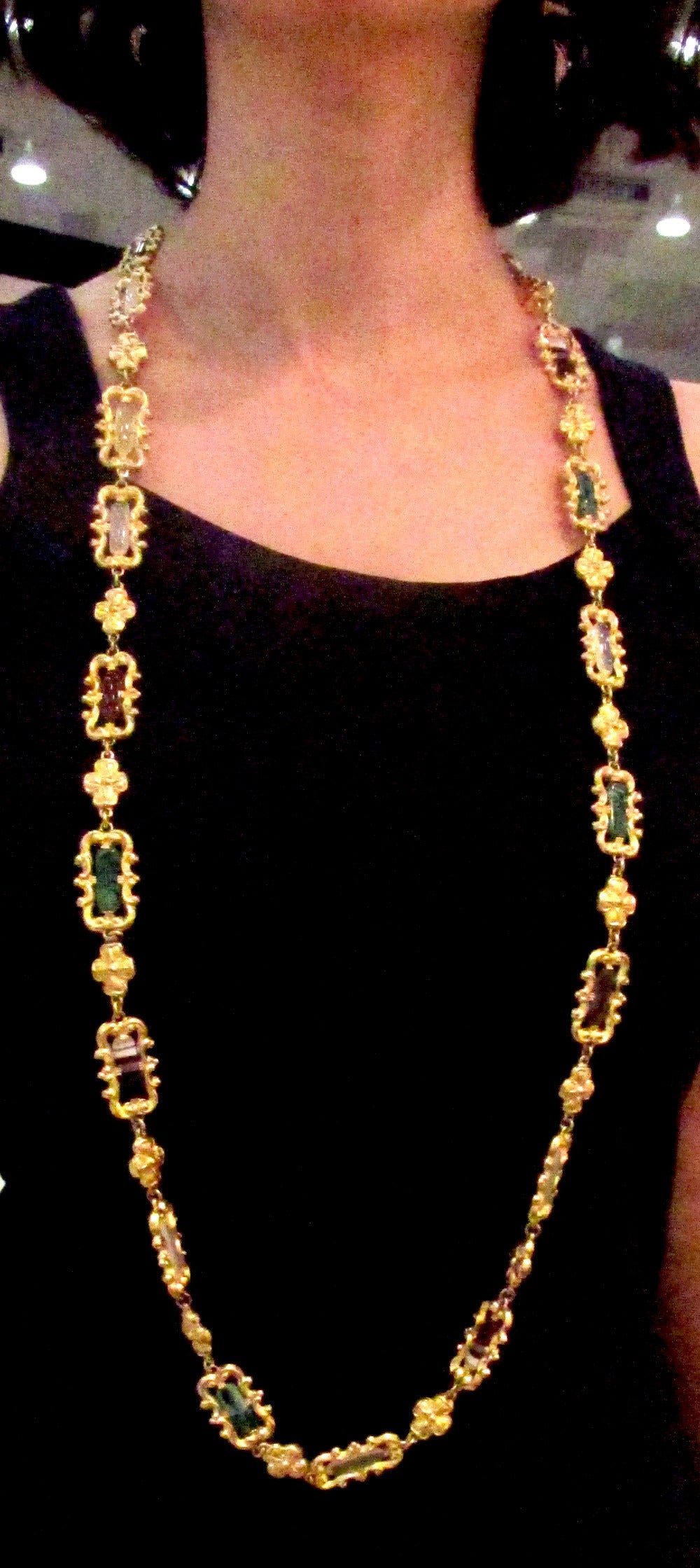 Antique High Victorian gilt metal Agate Necklace, c1850 3
