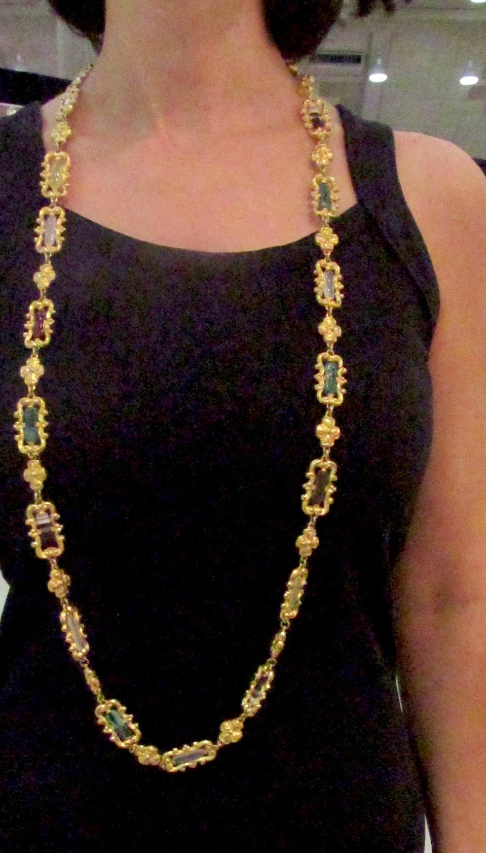 Antique High Victorian gilt metal Agate Necklace, c1850 2