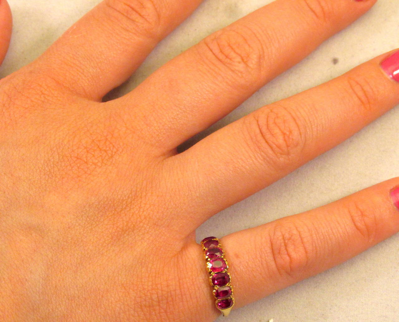 Antique Seven Stone Ruby Ring 5