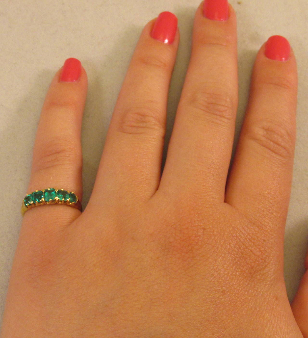 Antique Five Stone Emerald Ring 3