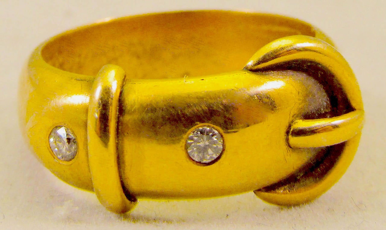 Antique Diamond Gold Buckle Ring 3