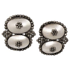 Antique Coque de Perle and Pyrite Earrings
