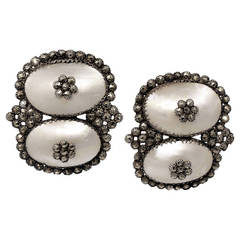 Antique Coque de Perle and Pyrite Earrings 9