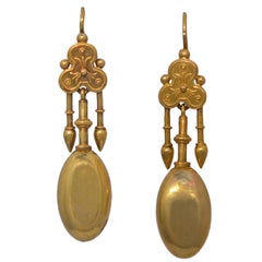 Antique Gold Etruscan Motif Earrings