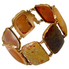 Bracelet ancien en or et agate de Géorgie:: vers 1820