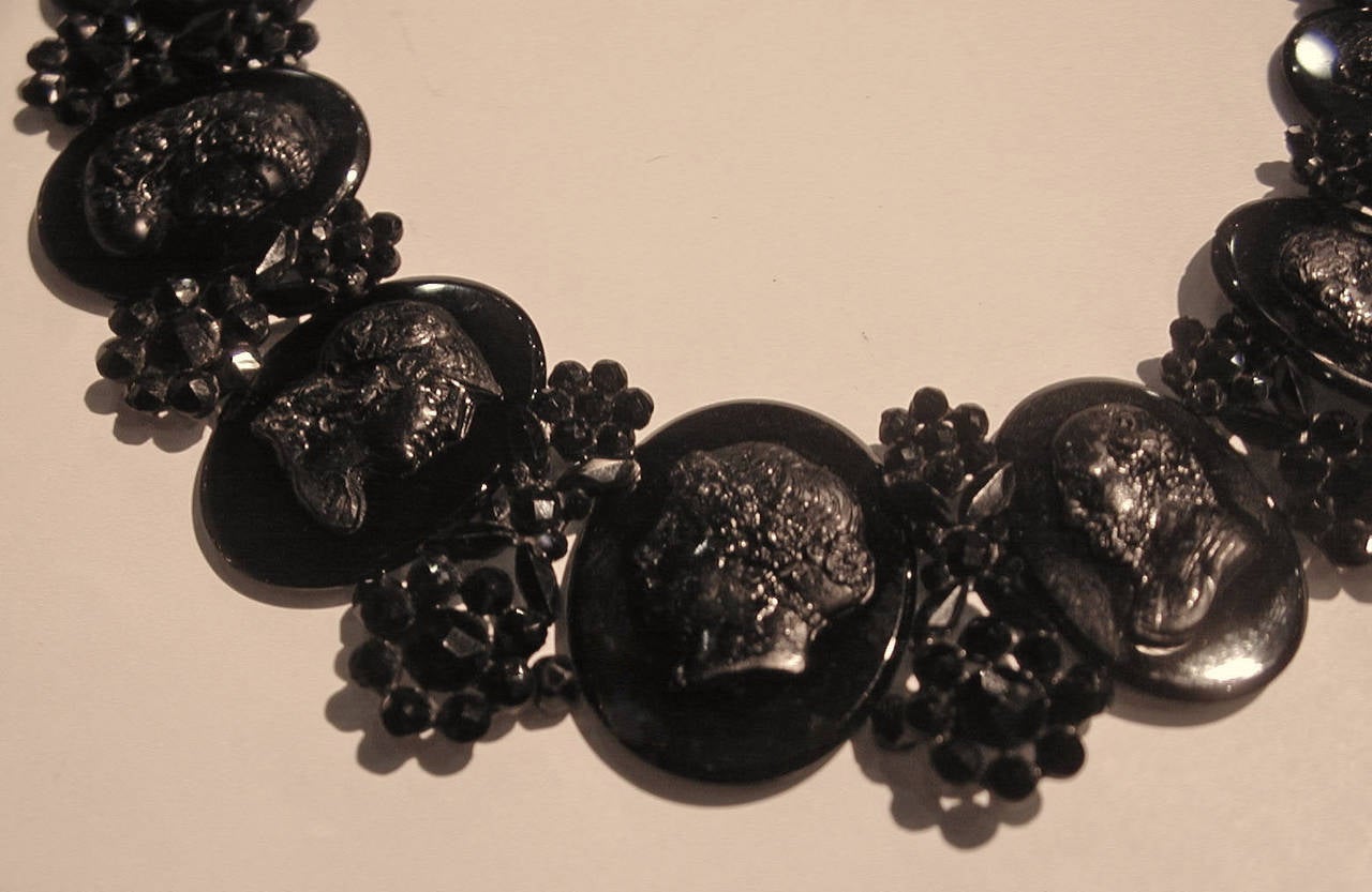 Antique French Jet Cameo Necklace 3