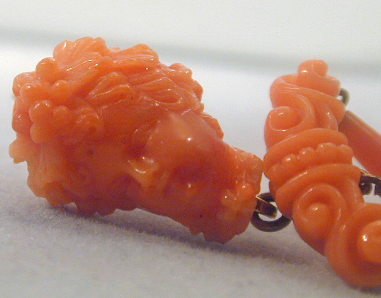 Antique Coral Cameo Earrings 1