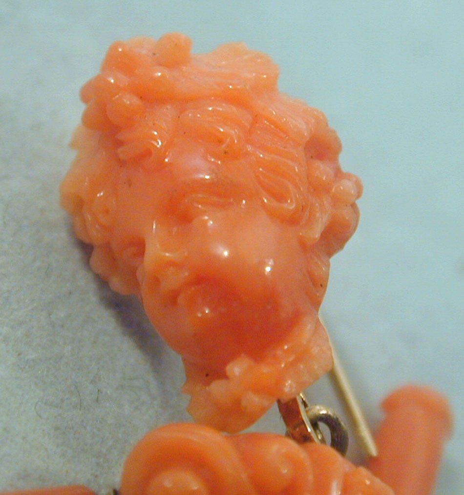 Women's Antique Coral Cameo Earrings