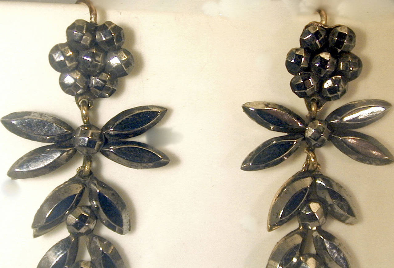 Antique Cut Steel Earrings In Excellent Condition In Baltimore, MD